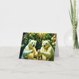 Christmas Polar Bears Feasting  Card