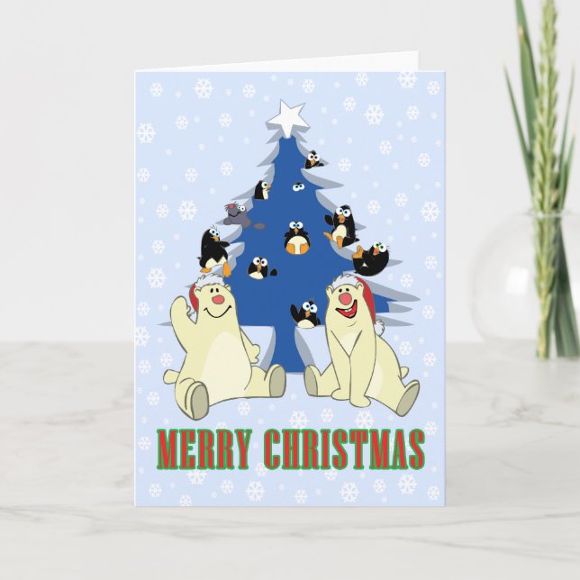 Christmas Polar Bears Holiday Card (Front)