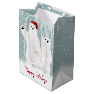 Christmas Polar Bears In Snow Medium Gift Bag