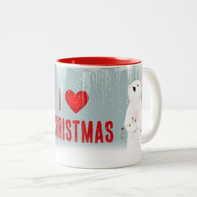 Christmas Polar Bears Two-Tone Coffee Mug (Front Right)