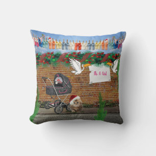Christmas Polka-Dot Street Art Throw Pillow