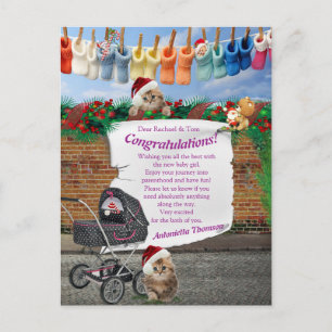 Christmas Polka-Dot Street Scene Postcard