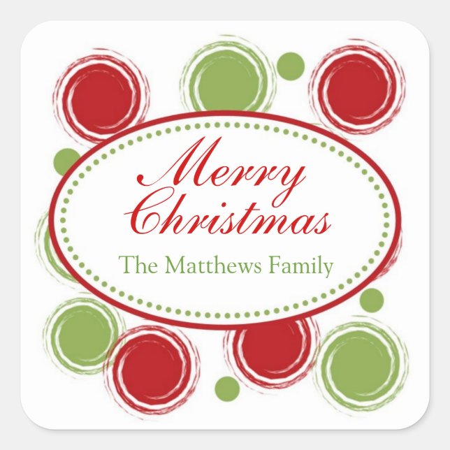 Christmas Polka Dot Swirl Stickers (Front)