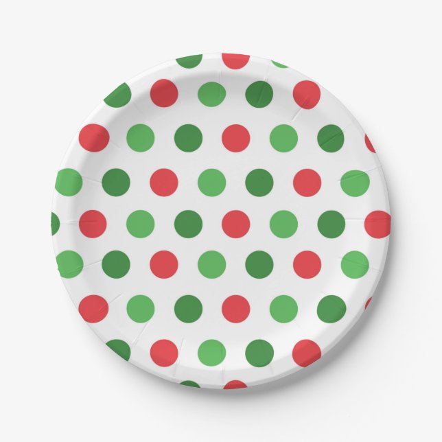 Christmas Polka Dots Paper Plate (Front)