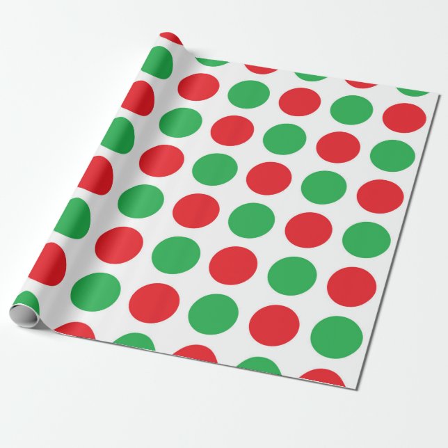 Christmas Polka Dots Wrapping Paper (Unrolled)