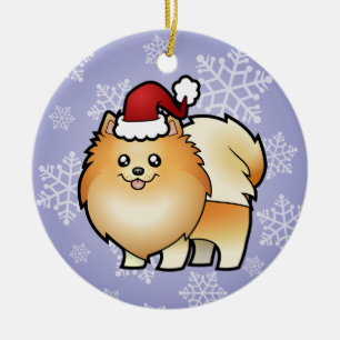 Christmas Pomeranian Ceramic Ornament