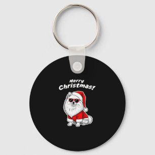 Christmas Pomeranian Funny Santa Dog Cute Holiday Keychain