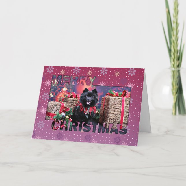 Christmas - Pomeranian - Mazie Holiday Card (Front)