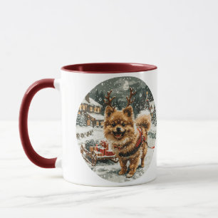 Christmas Pomeranian Reindeer Dog Mug