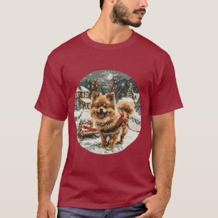 Christmas Pomeranian Reindeer Dog T-Shirt