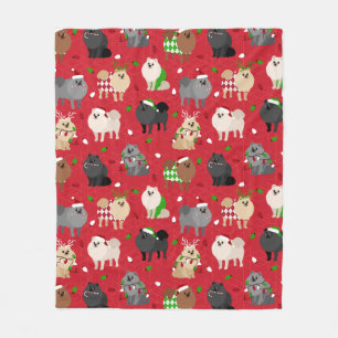Christmas Pomeranians Fleece Blanket
