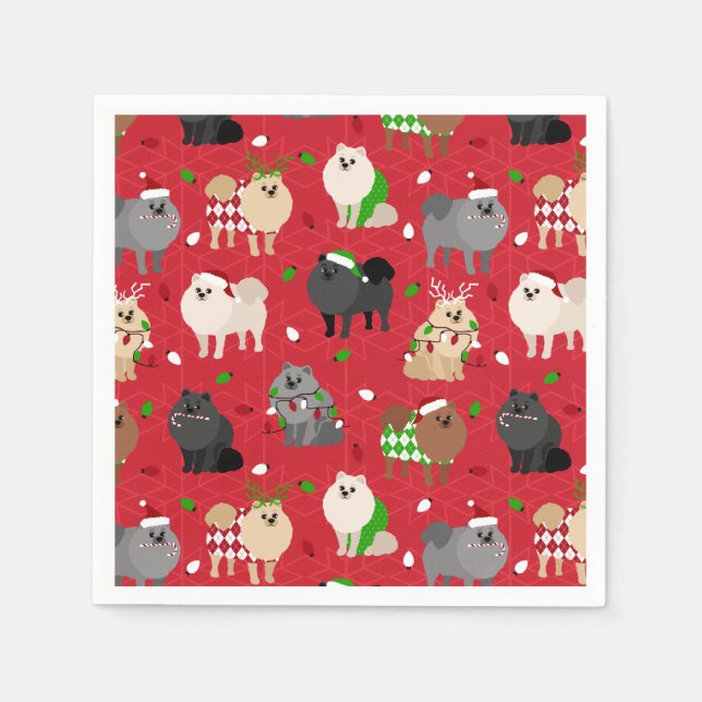 Christmas Pomeranians Napkin (Front)