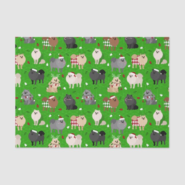 Christmas Pomeranians Tissue Paper (Front)