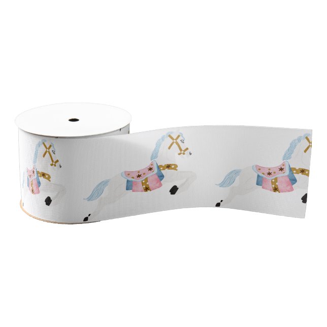 Christmas pony pink winter wonderland  grosgrain ribbon (Spool)