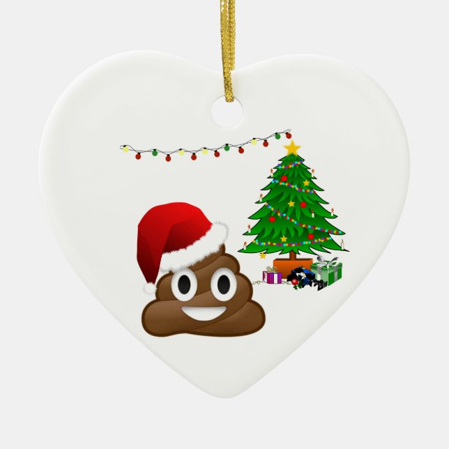 christmas poo emoji ceramic ornament (Front)