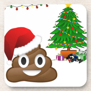 christmas poo emoji coaster