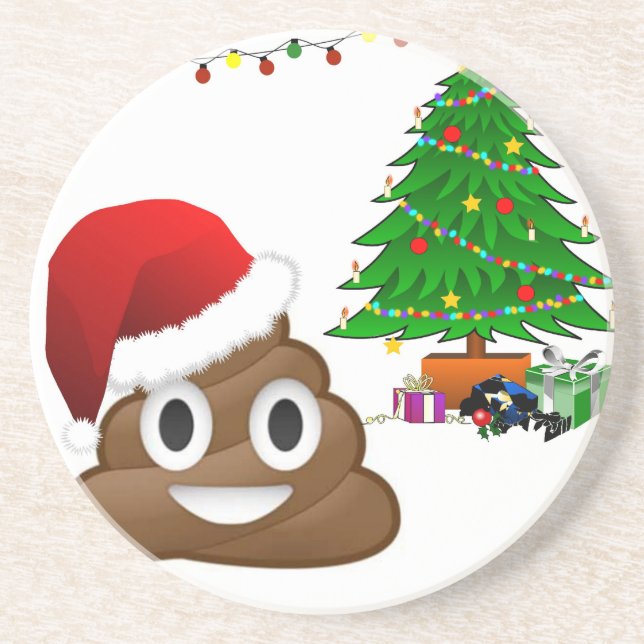 christmas poo emoji coaster (Front)