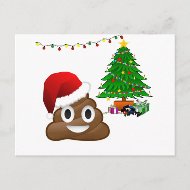 christmas poo emoji holiday postcard (Front)