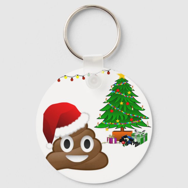 christmas poo emoji keychain (Front)