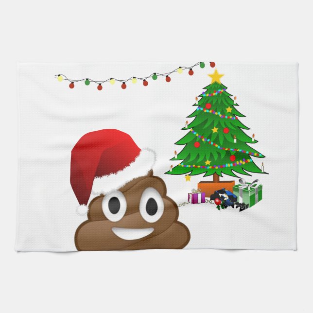 christmas poo emoji kitchen towel (Horizontal)