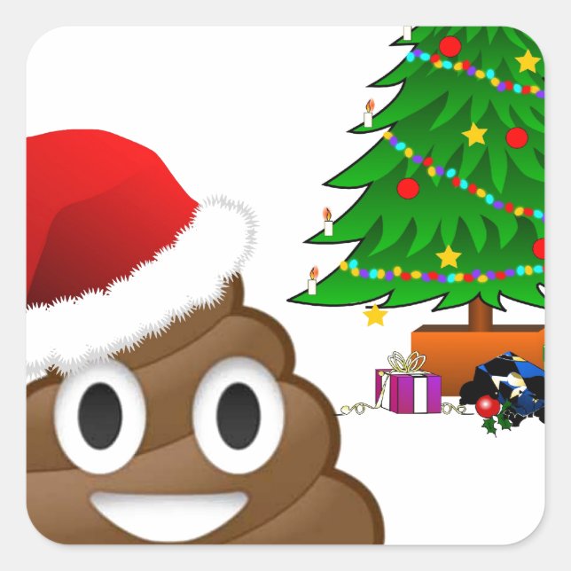 christmas poo emoji square sticker (Front)