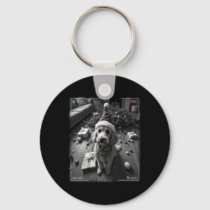 Christmas Poodle Caught On Camera  Keychain