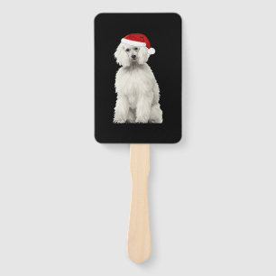 Christmas Poodle Christmas Tree Dog Puppy Watercol Hand Fan