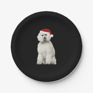 Christmas Poodle Christmas Tree Dog Puppy Watercol Paper Plate
