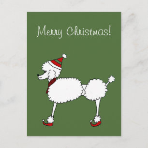 Christmas poodle dog postcard