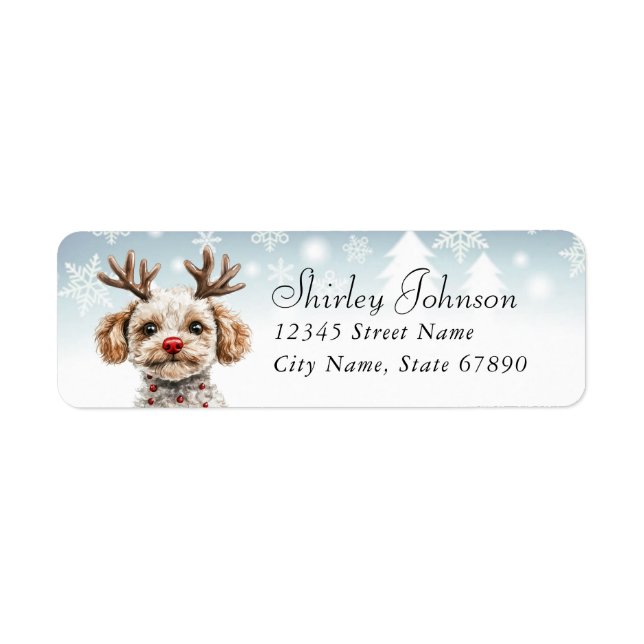 Christmas Poodle Dog Return Address Labels (Front)