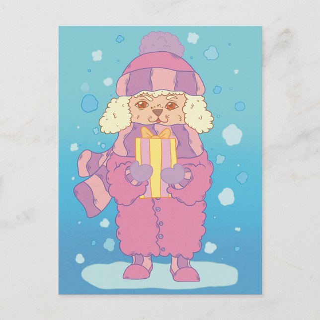 Christmas Poodle Postcard (Front)