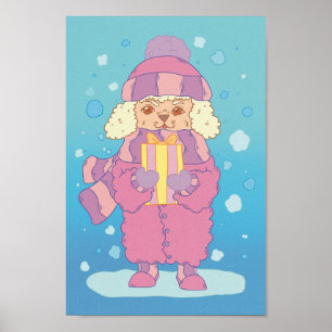Christmas Poodle Poster