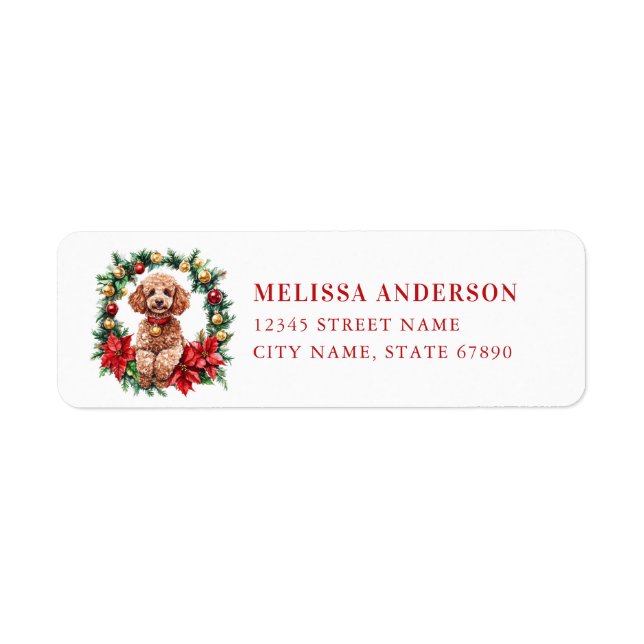 Christmas Poodle Return Address Labels (Front)