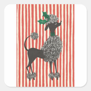 Christmas Poodle Square Sticker