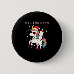 Christmas Poodle Unicorn Sunglasses Poodles T-Shir 2 Inch Round Button