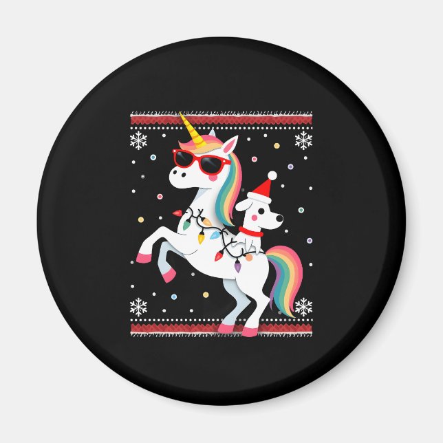 Christmas Poodle Unicorn Sunglasses Poodles T-Shir Magnet (Front)