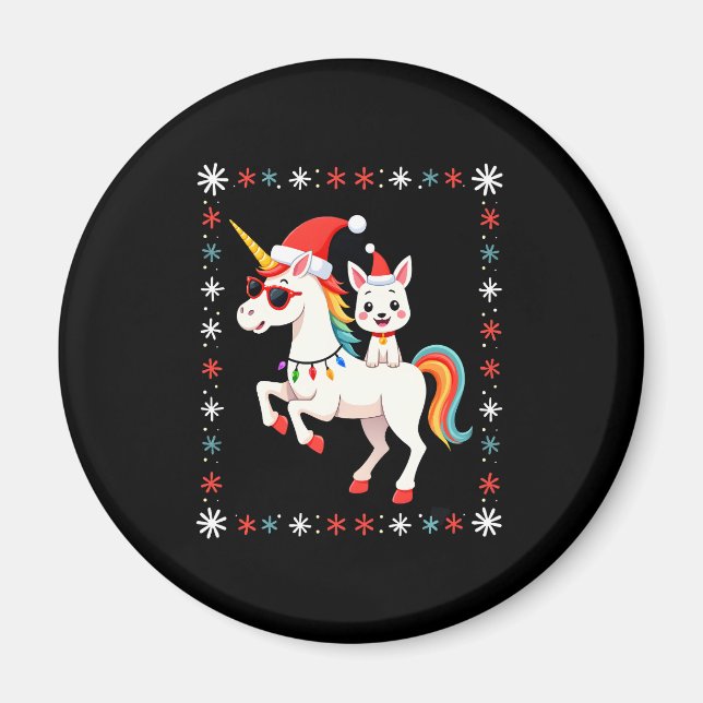 Christmas Poodle Unicorn Sunglasses Poodles T-Shir Magnet (Front)
