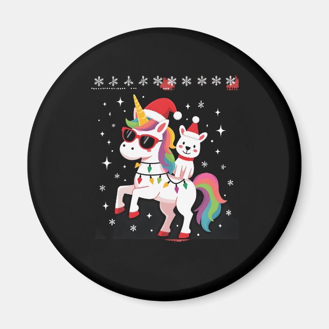 Christmas Poodle Unicorn Sunglasses Poodles T-Shir Magnet (Front)