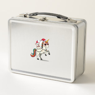 Christmas Poodle Unicorn Sunglasses Poodles T-Shir Metal Lunch Box