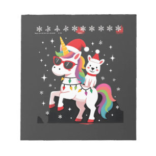Christmas Poodle Unicorn Sunglasses Poodles T-Shir Notepad