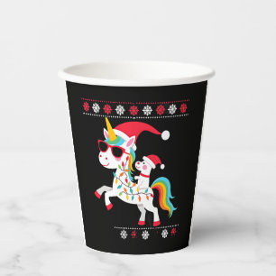 Christmas Poodle Unicorn Sunglasses Poodles T-Shir Paper Cups