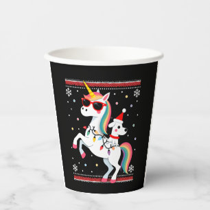 Christmas Poodle Unicorn Sunglasses Poodles T-Shir Paper Cups