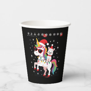 Christmas Poodle Unicorn Sunglasses Poodles T-Shir Paper Cups