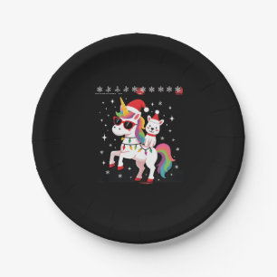 Christmas Poodle Unicorn Sunglasses Poodles T-Shir Paper Plate