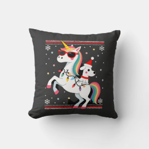Christmas Poodle Unicorn Sunglasses Poodles T-Shir Throw Pillow