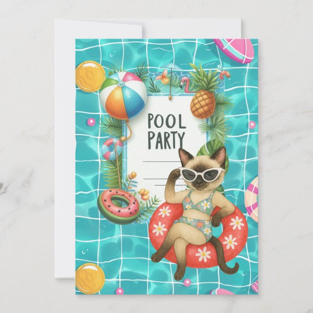 Christmas Pool Party for Cat Lovers Invitation (Front)