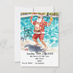 Christmas Pool Party – Santa Claus Save the Date  Invitation