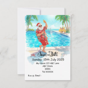 Christmas Pool Party – Santa Claus Save the Date  Invitation