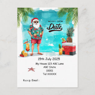 Christmas Pool Party – Santa Claus Save the Date  Postcard