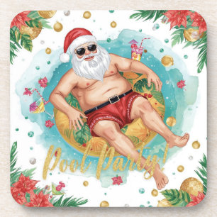 Christmas Pool Party with Santa Claus  Coaster
